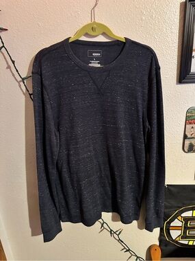 Sonoma Men's Navy Speckled Long Sleeve Crew Shirt